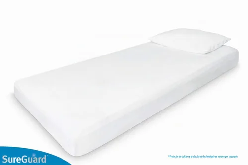 Vista 5 de Protector de colchón de SureGuard, 100% impermeable, hipoalergénico, de algodón de primera calidad, Blanco