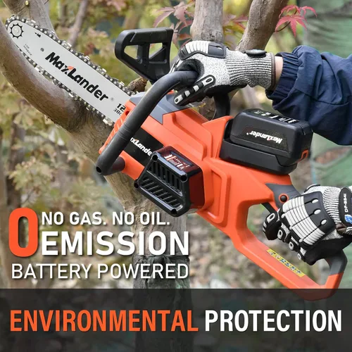 Vista 4 de Motosierra inalámbrica de 12 pulgadas operada por batería con batería y cargador de 1 x 4.0 Ah, motosierra eléctrica MAXLANDER de 20 V con tensión