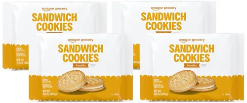 Vista 8 de Amazon Grocery, galletas sándwich de vainilla, 14.3 onzas (anteriormente Happy Belly, el embalaje puede variar)