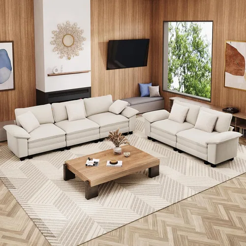 Vista 20 de Sofá Seccional Modular Individual de 53.5", Sillón de Pana Suave y Afelpada con Asiento Profundo Cómodo y Brazos Removibles para Sala de Estar