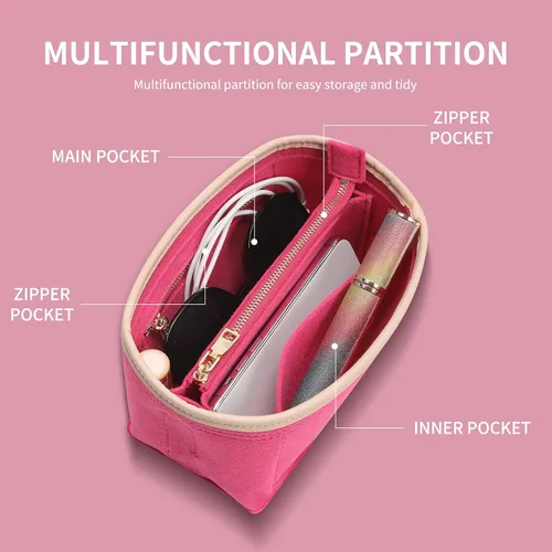 Vista 3 de Doxo Organizador de bolso organizador de bolsas para bolso y bolso bolsa en bolsa perfecto para Speedy 20 y más rosa-S