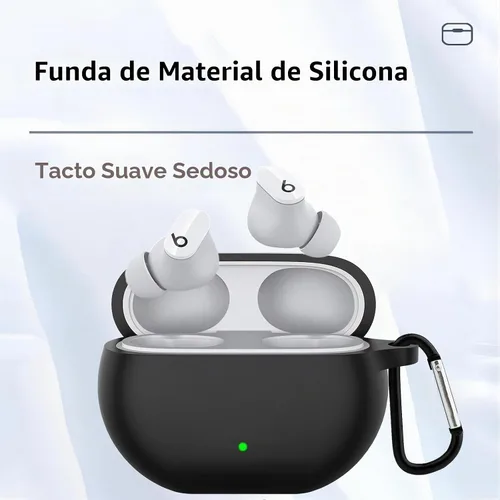 Vista 2 de USTIYA Funda para Beats Studio Buds+ 2023/Studio Buds 2021 Funda protectora de silicona con funda de llavero (negro)