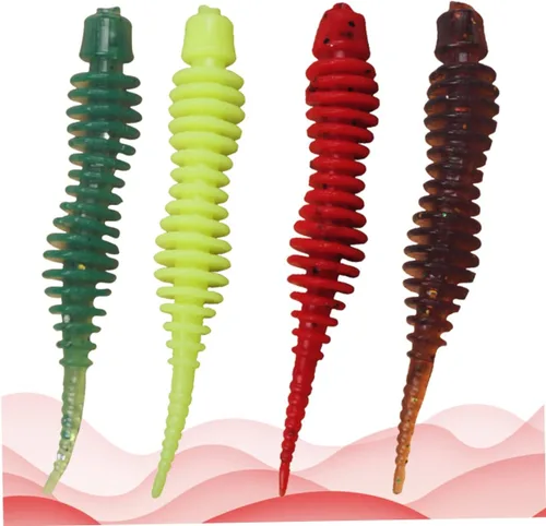 Vista 4 de Sosoport Top Water Fishing - 4 cebo de señuelo en espiral realista suave para agua dulce, forma en espiral, ideal para lubina de carpa
