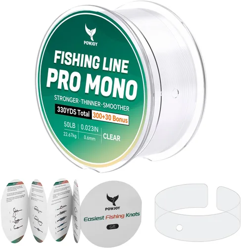 Vista 20 de Monofilament Fishing Line, Invisible Nylon Wire, Knot Guide Cards Transparente