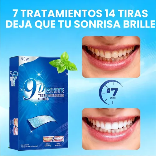 Vista 5 de Tiras blanqueadoras de dientes para dientes sensibles - Kit de blanqueamiento dental 9D efectos profesionales, blanqueador de dientes para esmalte