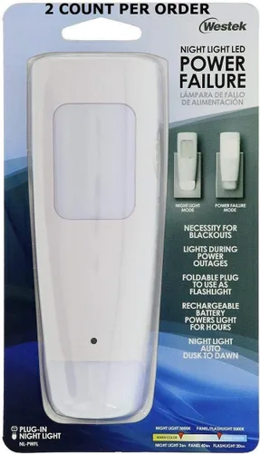 Vista 5 de Westek Luz de emergencia, 1 paquete – Linterna recargable LED multifuncional, luz de falla de energía y luz nocturna – Luces de corte de energía