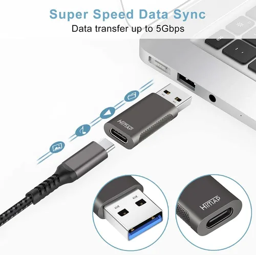 Vista 6 de Paquete de 4 adaptadores USB C a USB, 2 adaptadores USB-C a USB-A y 2 adaptadores USB-A a USB-C hembra, transferencia de datos de velocidad y carga