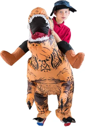 Vista 2 de Disfraz inflable de dinosaurio Jurassic T Rex para niños de 5 a 11 años, Premium T Rex Kids