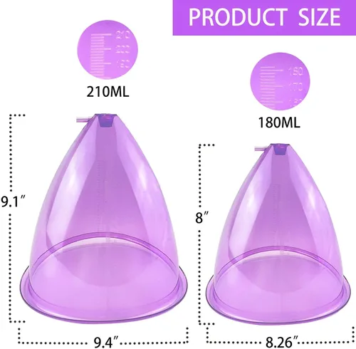 Vista 7 de Copas de vacío para glúteos de 7.1 fl oz y 6.1 fl oz, accesorios para máquinas de ventosas de terapia al vacío, ventosas XL de 9.4 pulgadas y 8.26