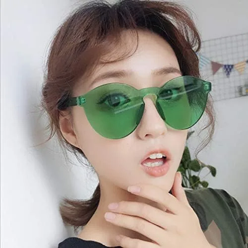 Vista 3 de Armear Gafas de sol redondas sin montura retro para mujer, lentes tintadas de una pieza