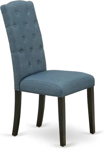 Vista 9 de East West Furniture DLCE3-BLK-21 - Juego de mesa de comedor de 3 piezas que contiene una mesa de comedor redonda con gotas y 2 sillas tapizadas