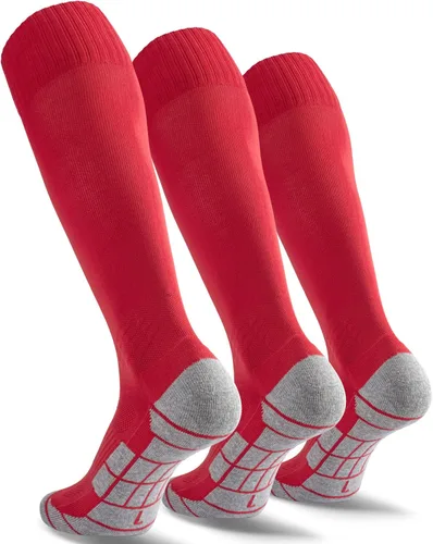 Vista 17 de CWVLC - Calcetines de fútbol (1/3/5 pares) calcetines altos hasta la rodilla, para deportes de equipo, para adultos, jóvenes y niños