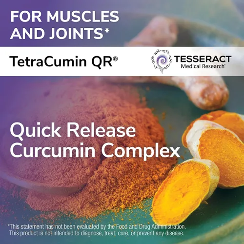 Vista 2 de TetraCumin - Suplemento de apoyo articular QR, metabolito de curcumina de cúrcuma de liberación rápida, suplementos articulares patentados