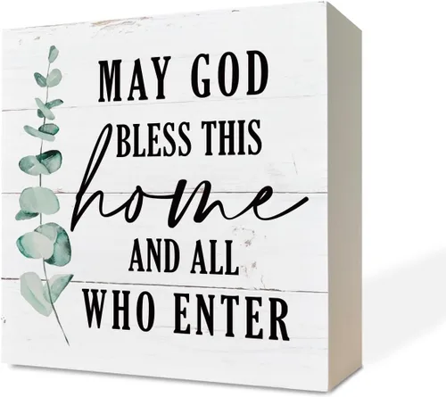 Vista 10 de Letreros de madera cristianos, letreros de madera con versículos bíblicos 1 Corintios 13:4-8, letreros de caja para decoración de mesa, decoración