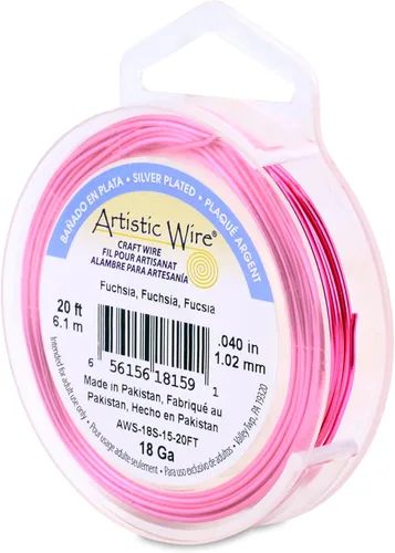 Vista 208 de Artistic Wire, Alambre de cobre de color chapado en plata de calibre 18, resistente al deslustre, amatista, 20 pies