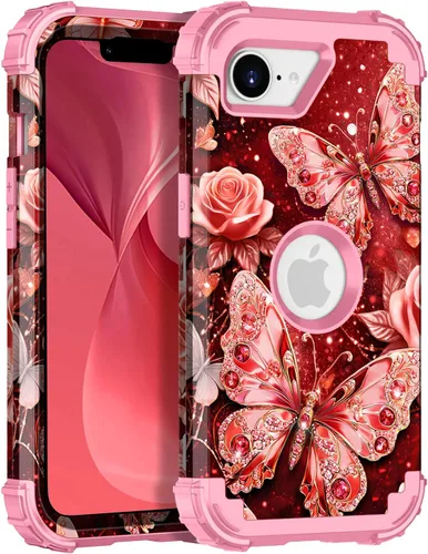 Vista 109 de Miqala Funda para iPhone 12, iPhone 12 Pro, que brilla en la oscuridad, tres capas, resistente a los golpes, protección de plástico duro + funda