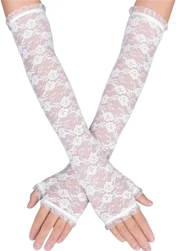 Vista 7 de Guantes de encaje de muchos estilos para mujeres o niñas Manga de brazo ahuecada años 80