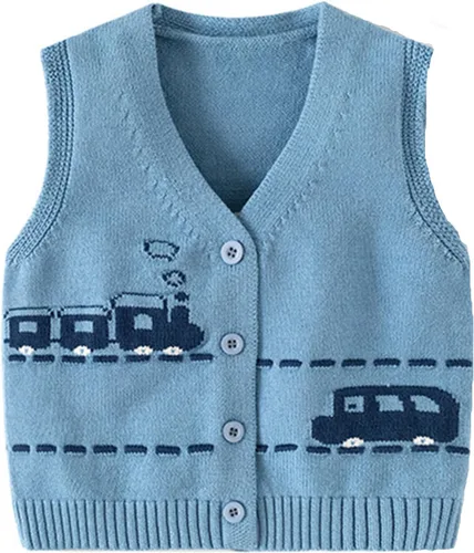 Vista 2 de Chaleco de suéter unisex para bebé con cuello en V y mangas sin costuras de algodón suave Cárdigan Oso Albaricoque