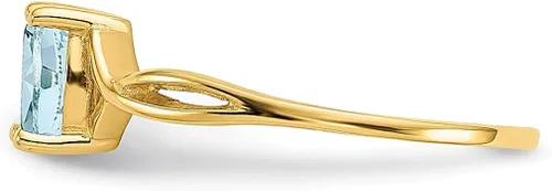 Vista 4 de Anillo de oro amarillo de 14 quilates con piedra natal azul aguamarina tamaño 7.00 de marzo joyería fina para mujer, regalos para ella, Oro amarillo