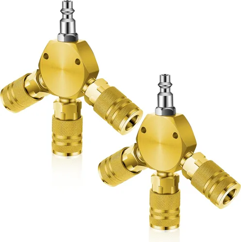 Vista 8 de 2 conectores de manguera de aire, accesorios de manguera de aire de 3 vías, accesorios de compresor NPT de 1/4 pulgadas, colector de resistencia