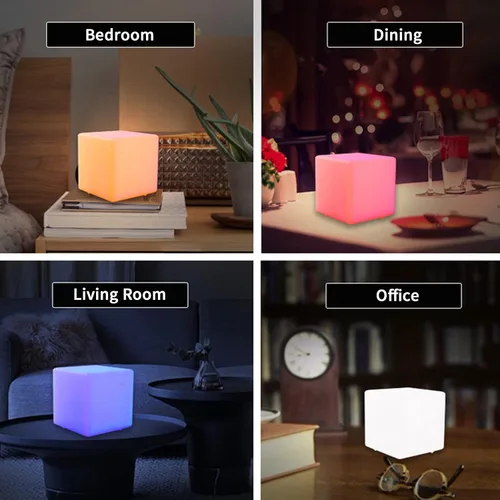 Vista 5 de Luz LED en cubo, luz nocturna inalámbrica de 4 pulgadas para niños, lámpara de estado de ánimo recargable con 16 colores cambiantes, cubo cósmico