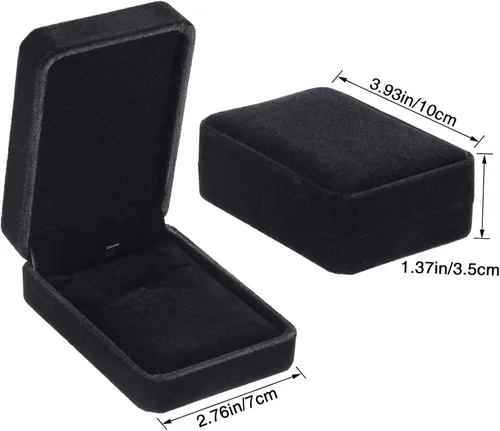 Vista 2 de Caja de regalo con colgante de terciopelo para collar de joyería clásica negra para Navidad, Acción de Gracias, boda, cumpleaños, caja de exhibición