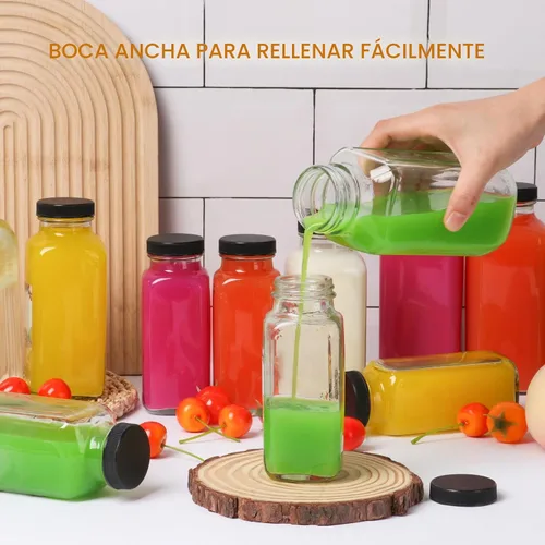 Vista 7 de AuroTrends Botellas de vidrio de 12 onzas con tapas 12Pack, botellas de vidrio de 360ml para jugos, agua, kombucha - Botellas de vidrio