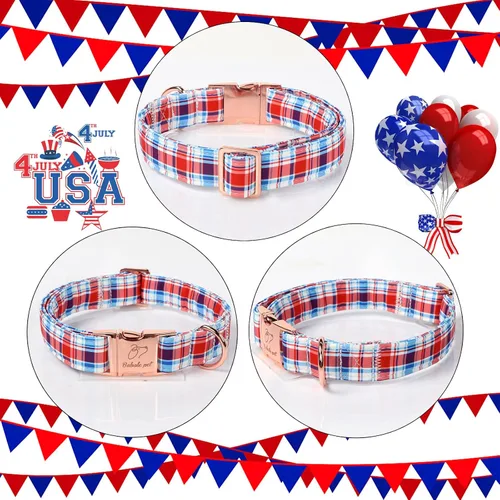 Vista 193 de Collar para perros del 4 de julio, collares patrióticos azules para cachorros y perros pequeños, ligero y ajustable 1776 collares para cachorros