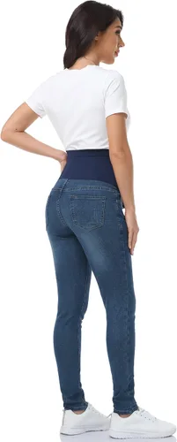 Vista 5 de POSHGLAM Jeans de maternidad para mujer, cómodos pantalones de mezclilla ajustados y elásticos para embarazo