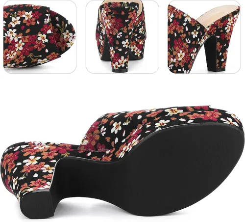Vista 4 de Perphy Sandalias de plataforma con tacón grueso y floral para mujer