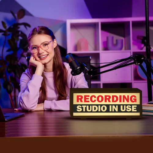 Vista 4 de Letrero LED Retro de Estudio de Grabación, Caja de Luz para Habitación Insonorizada, Luz de Estudio de Grabación en Uso para Streamers, Podcasters