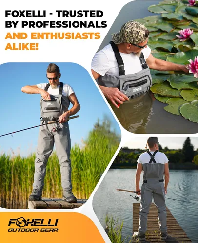 Vista 6 de Foxelli Vadeadores transpirables - Vadeadores de pesca con mosca para hombres y mujeres