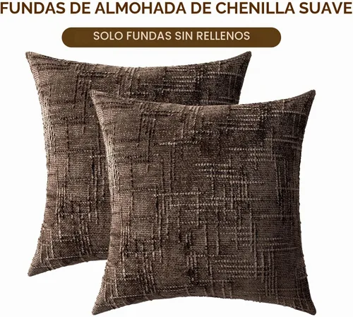 Vista 4 de Juego de 2 fundas de almohada decorativas de 22 x 22 pulgadas, almohadas de felpilla suave y sólida para sofá, cama, sala de estar, decoración