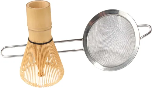 Vista 9 de BambooMN Batidor Matcha y colador de té - Juego de ceremonia de té japonés