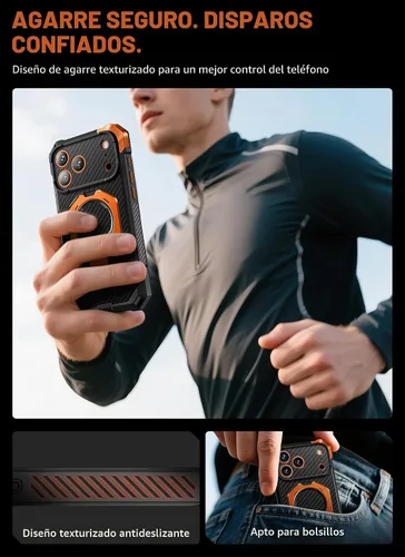 Vista 8 de SUPCASE Funda para iPhone 17 Pro Max con función atril (agarre de unicornio escarabajo), cubierta de control de cámara, compatible con MagSafe
