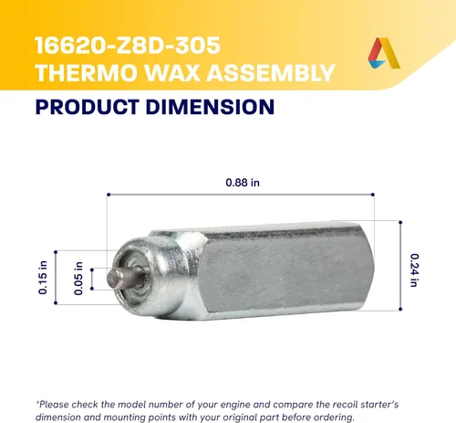 Vista 2 de Ensamblaje de cera térmica Canamax 16620-Z8D-305 [Actualizado 2025] - Compatible con motores Honda HRX217 HRR216 GCV160 GCV190 GCV160LA0 GCV190LA