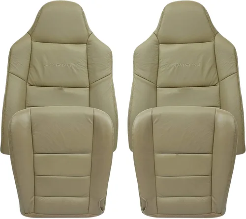 Vista 6 de 2003 2004 2005 2006 2007 Ford F250 F350 Lariat Funda de repuesto de cuero sintético, conductor y pasajero (soporte para ambos lados)