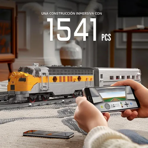 Vista 6 de Mould King 12018 Juego de Bloques de Construcción de Tren, Kits de Locomotora de Combustión Interna EMD F7 con Control Remoto/App, Modelo a Escala