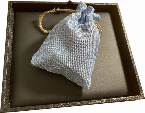 Vista 6 de N'icePackaging - Bandeja de dados acolchada negra de lujo con bolsa de dados de viaje de arpillera azul - para juegos de rol/mesa/D&D 5e / rodar