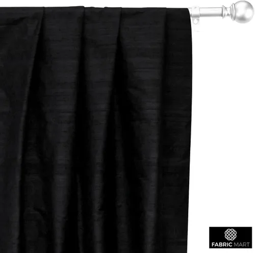 Vista 5 de Fabric Mart Direct Tela Dupioni de seda pura 100% negra por el patio, 1 yarda 41 pulgadas de ancho de seda cruda pura color sólido negro al por