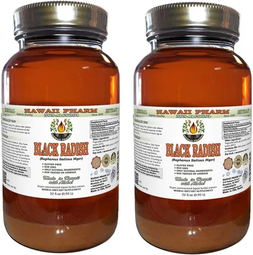 Vista 8 de Hawaii Pharm Extracto líquido de rábano negro sin alcohol, rábano negro (Raphanus Sativus Níger) suplemento herbario natural de glicerita de raíz