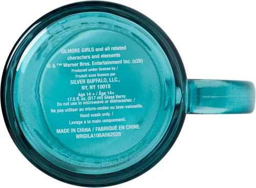 Vista 4 de Silver Buffalo Gilmore - Taza de café de cristal con cita para niñas, 17.5 Azul/Blanco