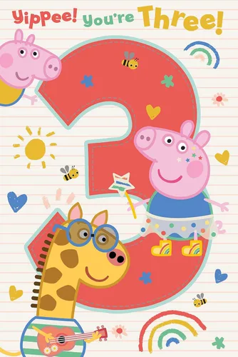 Vista 3 de Danilo Promotions LTD Danilo Promotions Limited - Tarjeta de cumpleaños oficial Peppa Pig Age 3, Yippee! You're Three!