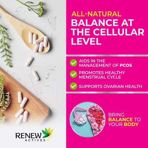 Vista 2 de Renew Actives Myo-inositol y D-Chiro Inositol - Promueve la función ovárica equilibrada, regula el ciclo menstrual, la armonía hormonal y la salud