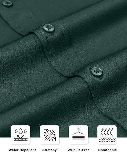 Vista 5 de Alimens & Gentle Camisas de vestir para hombre, camisas de vestir ajustadas para hombre, camisa casual con botones y manga larga
