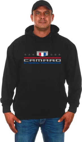 Vista 2 de JH DESIGN GROUP Chevy Camaro - Sudadera con capucha para hombre con bandera estadounidense de 2 caras
