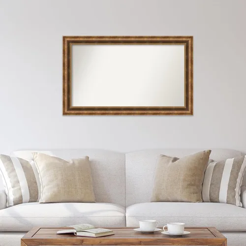 Vista 306 de Amanti Art Espejo de pared personalizado no biselado (25 x 25 pulgadas), marco de bronce acentuado, varios tamaños personalizados, espejo de baño