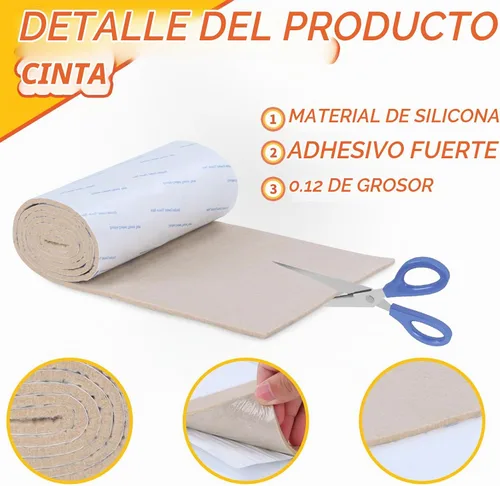 Vista 4 de Almohadillas de fieltro para muebles, cinta de fieltro cortable antideslizante autoadhesiva beige, rollo de tiras de fieltro de alta resistencia