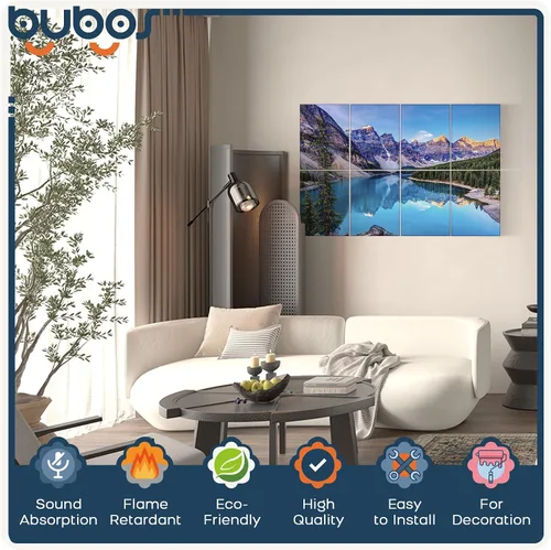 Vista 3 de BUBOS Paquete de 8 Paneles Acústicos de Arte Panel de Pared Insonorizado, 47.2X31.4 Pulgadas Panel Absorbente de Sonido, Paneles de Pared Acústicos
