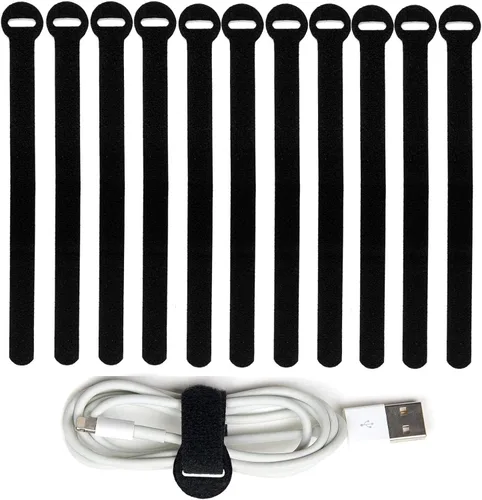 Vista 8 de 150 bridas reutilizables para cables - 4+6+8+10 pulgadas, correas de cables multiusos con gancho y bucle para gestión de cables, ataduras